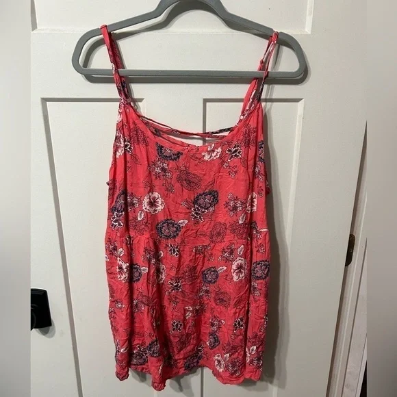 Torrid 1 size 14 16 coral tank top adj straps flowy strappy back floral - Picture 3 of 6